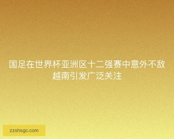 国足在世界杯亚洲区十二强赛中意外不敌越南引发广泛关注